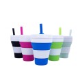 Folding silicone straw cup 350ml